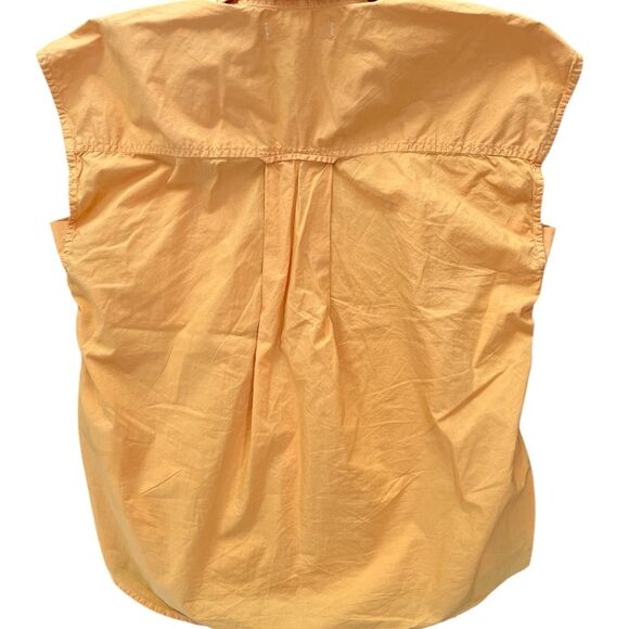 AMO Ruth Sleeveless Button Up Shirt Size Small Tangerine Orange Cotton - Picture 3 of 5